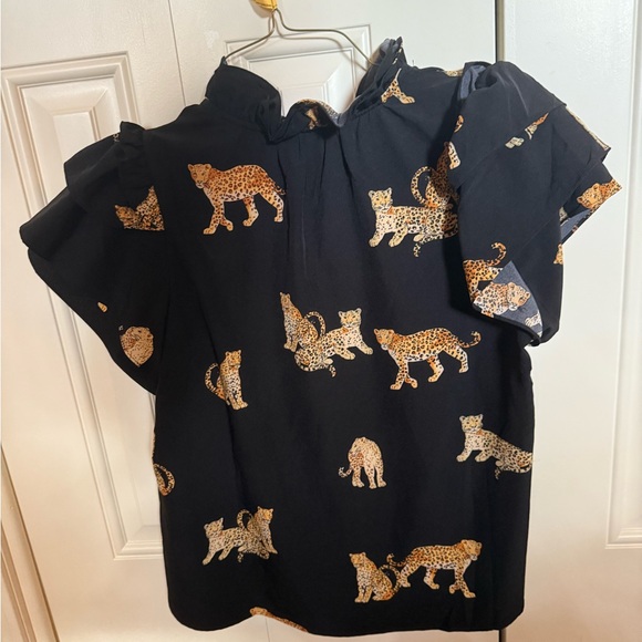 THML Black Top with Leopard Print - Picture 3 of 3